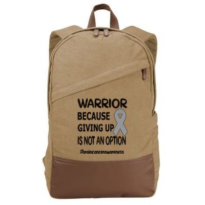 Brain Tumor Warrior Brain Cancer Awareness Ribbon Gift Cotton Canvas Backpack