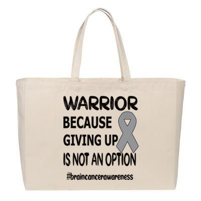 Brain Tumor Warrior Brain Cancer Awareness Ribbon Gift Cotton Canvas Jumbo Tote