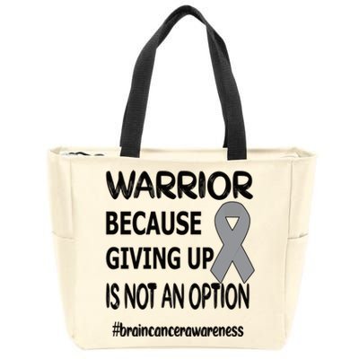 Brain Tumor Warrior Brain Cancer Awareness Ribbon Gift Zip Tote Bag