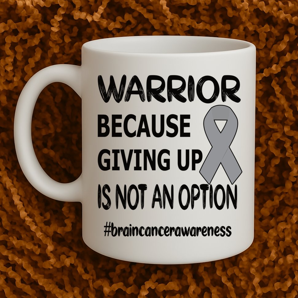 Brain Tumor Warrior Brain Cancer Awareness Ribbon Gift Mug