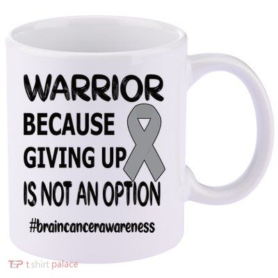 Brain Tumor Warrior Brain Cancer Awareness Ribbon Gift 11oz C Handle Ceramic Mug
