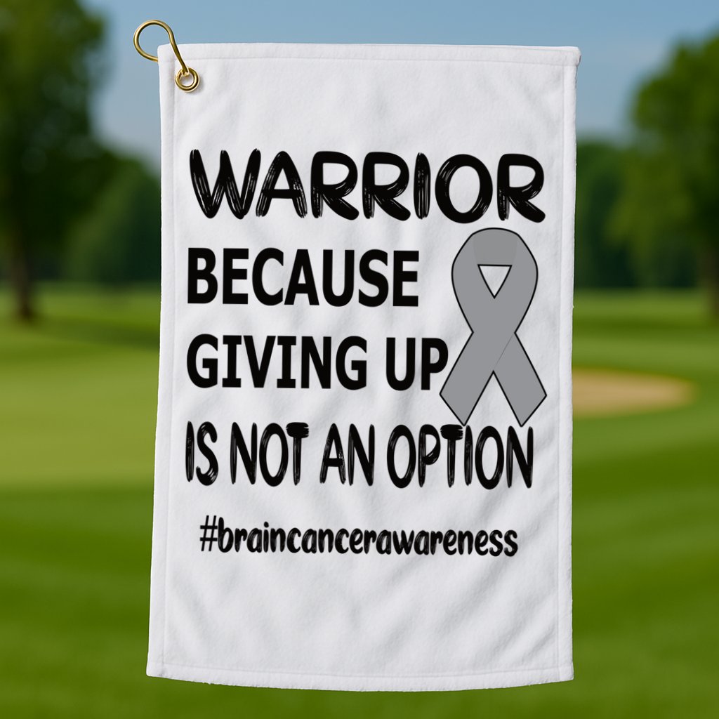 Brain Tumor Warrior Brain Cancer Awareness Ribbon Gift Golf Towel