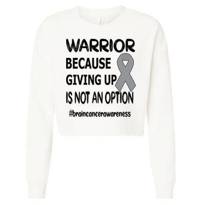 Brain Tumor Warrior Brain Cancer Awareness Ribbon Gift Cropped Pullover Crew