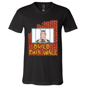 Build This Wall Lock Him Up Anti Trump Impeachment 45 V-Neck T-Shirt