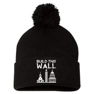 Build This Wall Separation Of Church And State Usa Pom Pom 12in Knit Beanie