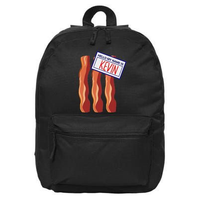 Bacon T With Name Badge Hello My Name Is Kevin 16 in Basic Backpack