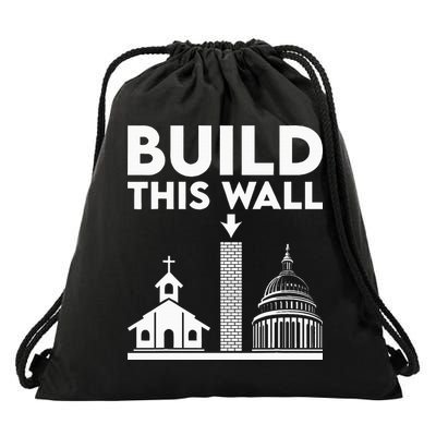 Build This Wall Separation Of Church And State Drawstring Bag
