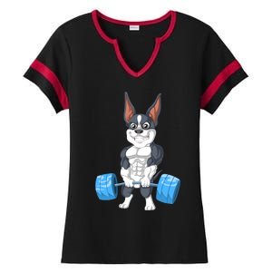 Boston Terrier Weightlifting Ladies Halftime Notch Neck Tee