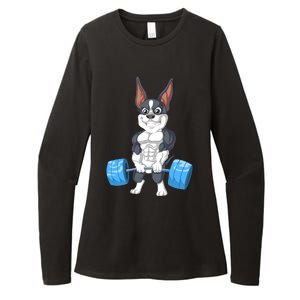 Boston Terrier Weightlifting Womens CVC Long Sleeve Shirt