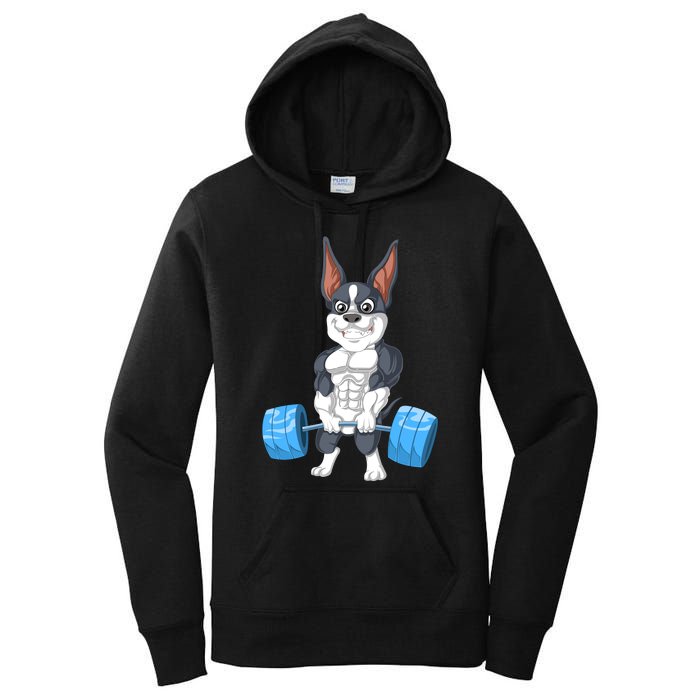 Boston Terrier Weightlifting Women's Pullover Hoodie