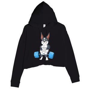 Boston Terrier Weightlifting Crop Fleece Hoodie