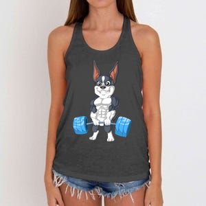 Boston Terrier Weightlifting Women's Knotted Racerback Tank