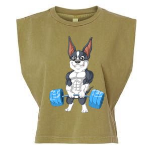 Boston Terrier Weightlifting Garment-Dyed Women's Muscle Tee