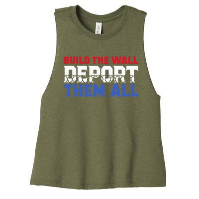 Build The Wall Deport Them All Women's Racerback Cropped Tank