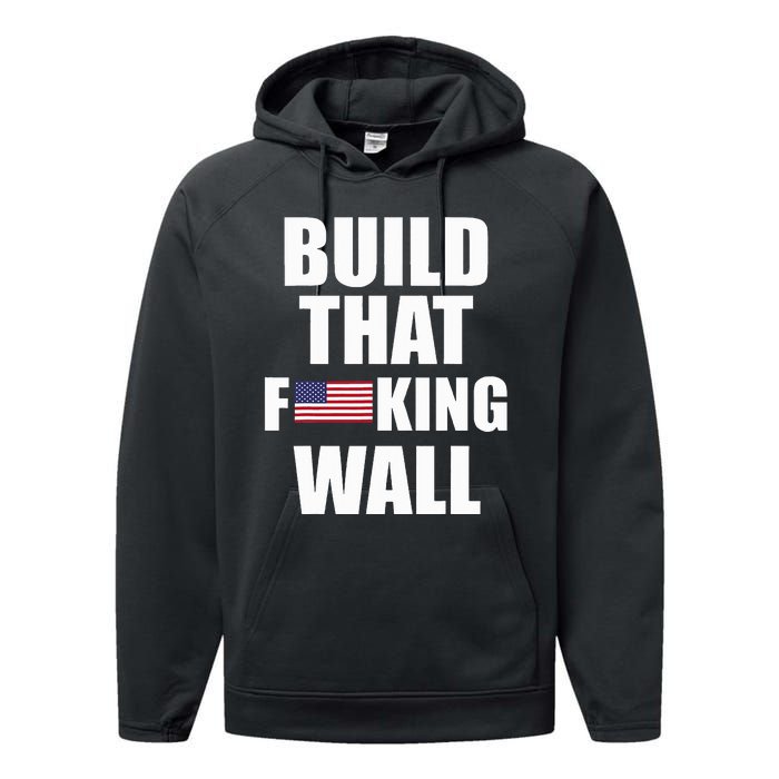 Build The Wall Donald Trump Rally Performance Fleece Hoodie