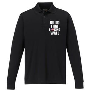 Build The Wall Donald Trump Rally Performance Long Sleeve Polo