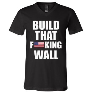 Build The Wall Donald Trump Rally V-Neck T-Shirt