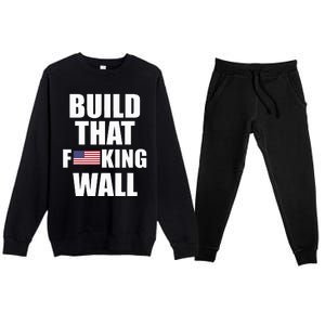 Build The Wall Donald Trump Rally Premium Crewneck Sweatsuit Set