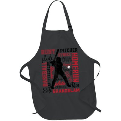 Baseball Typography Word Art Boys Vintage Player Batter Apron