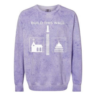 Build This Wall Ironic Separate Church And State Funny Colorblast Crewneck Sweatshirt