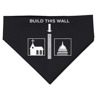 Build This Wall Ironic Separate Church And State Funny USA-Made Doggie Bandana