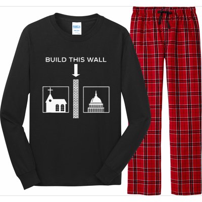 Build This Wall Ironic Separate Church And State Funny Long Sleeve Pajama Set