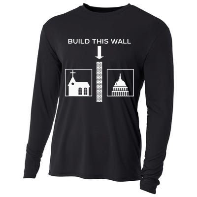 Build This Wall Ironic Separate Church And State Funny Cooling Performance Long Sleeve Crew