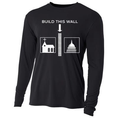 Build This Wall Ironic Separate Church And State Funny Cooling Performance Long Sleeve Crew