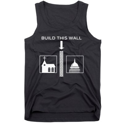 Build This Wall Ironic Separate Church And State Funny Tank Top