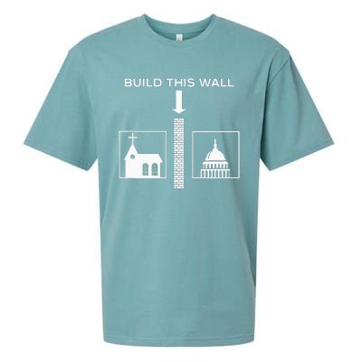 Build This Wall Ironic Separate Church And State Funny Sueded Cloud Jersey T-Shirt