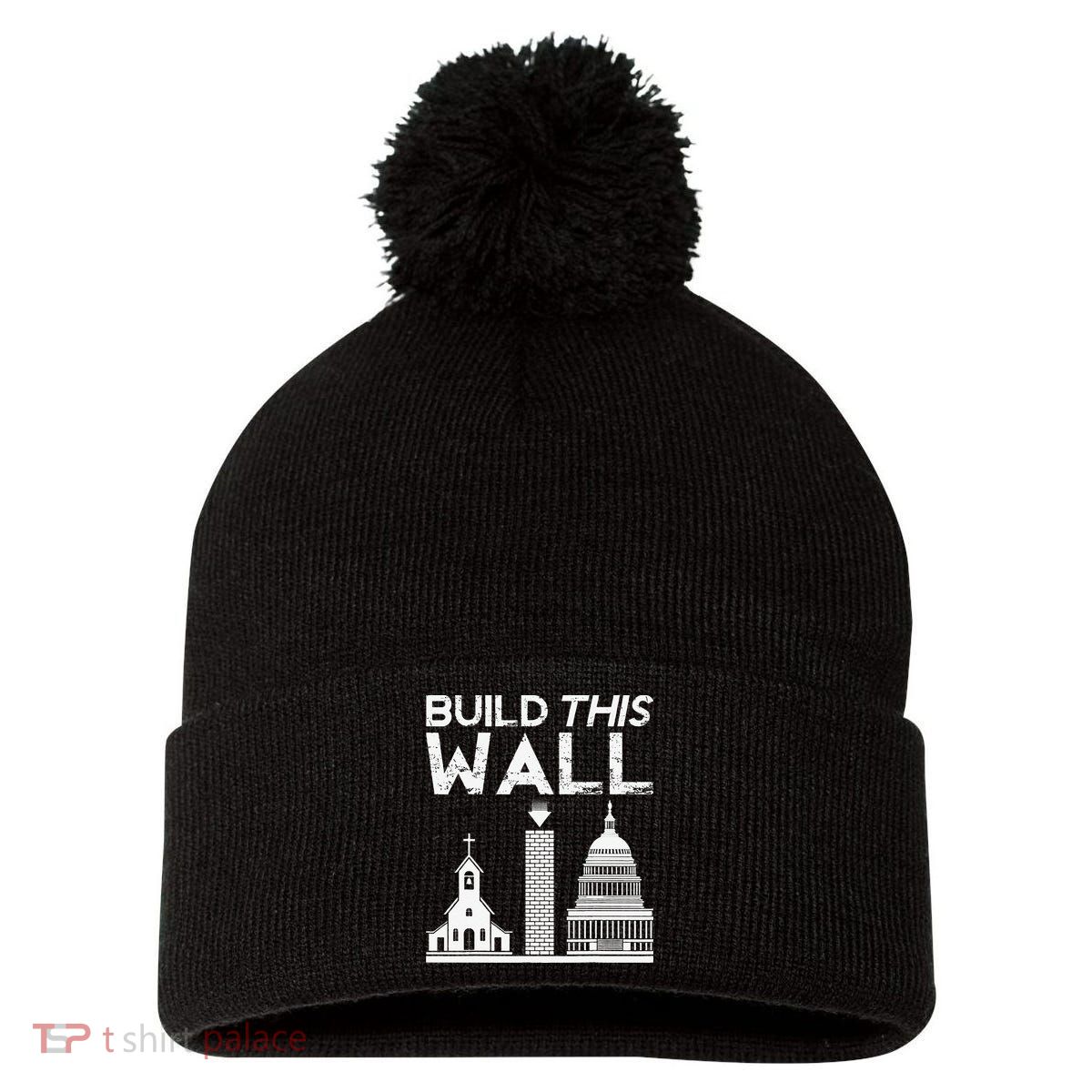 Build This Wall Separation Of Church And State USA Pom Pom 12in Knit Beanie