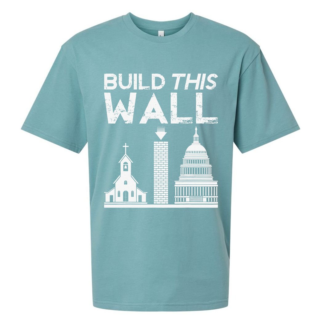 Build This Wall Separation Of Church And State USA Sueded Cloud Jersey T-Shirt