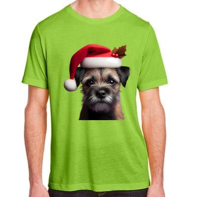 Border Terrier With Santa Hat Christmas Dog Owner Lover Mom Gift Adult ChromaSoft Performance T-Shirt