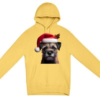 Border Terrier With Santa Hat Christmas Dog Owner Lover Mom Gift Premium Pullover Hoodie