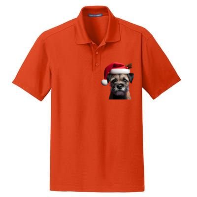 Border Terrier With Santa Hat Christmas Dog Owner Lover Mom Gift Dry Zone Grid Polo