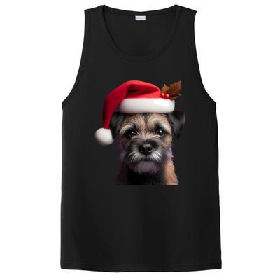 Border Terrier With Santa Hat Christmas Dog Owner Lover Mom Gift PosiCharge Competitor Tank