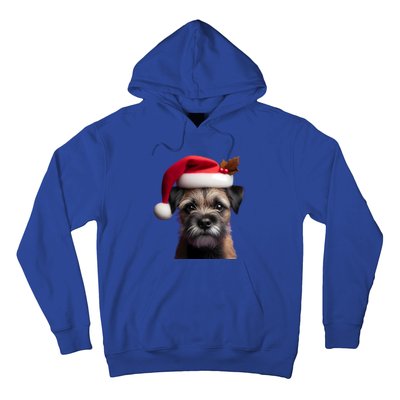 Border Terrier With Santa Hat Christmas Dog Owner Lover Mom Gift Hoodie