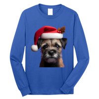 Border Terrier With Santa Hat Christmas Dog Owner Lover Mom Gift Long Sleeve Shirt