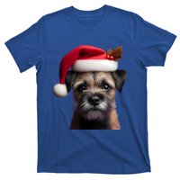 Border Terrier With Santa Hat Christmas Dog Owner Lover Mom Gift T-Shirt