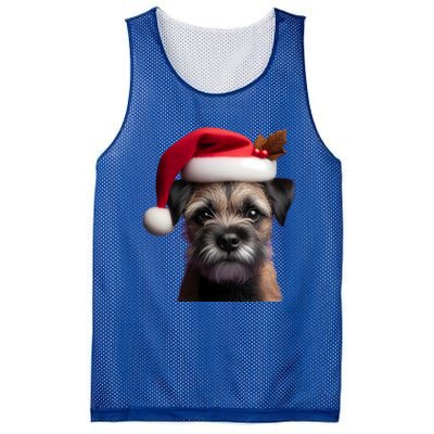 Border Terrier With Santa Hat Christmas Dog Owner Lover Mom Gift Mesh Reversible Basketball Jersey Tank