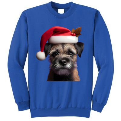 Border Terrier With Santa Hat Christmas Dog Owner Lover Mom Gift Tall Sweatshirt