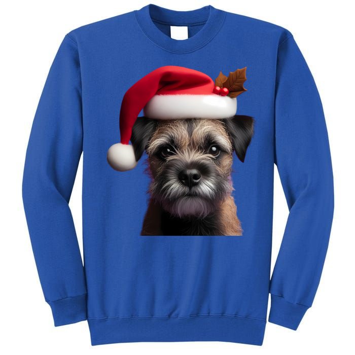 Border Terrier With Santa Hat Christmas Dog Owner Lover Mom Gift Tall Sweatshirt