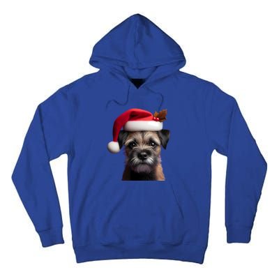 Border Terrier With Santa Hat Christmas Dog Owner Lover Mom Gift Tall Hoodie