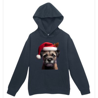 Border Terrier With Santa Hat Christmas Dog Owner Lover Mom Gift Urban Pullover Hoodie