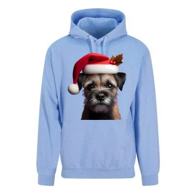 Border Terrier With Santa Hat Christmas Dog Owner Lover Mom Gift Unisex Surf Hoodie