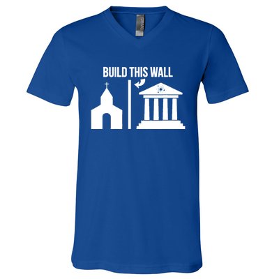 Build This Wall Giftseparate Church And State Science March Gift V-Neck T-Shirt