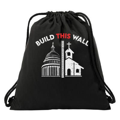 Build This Wall Separation Of Church And State Drawstring Bag