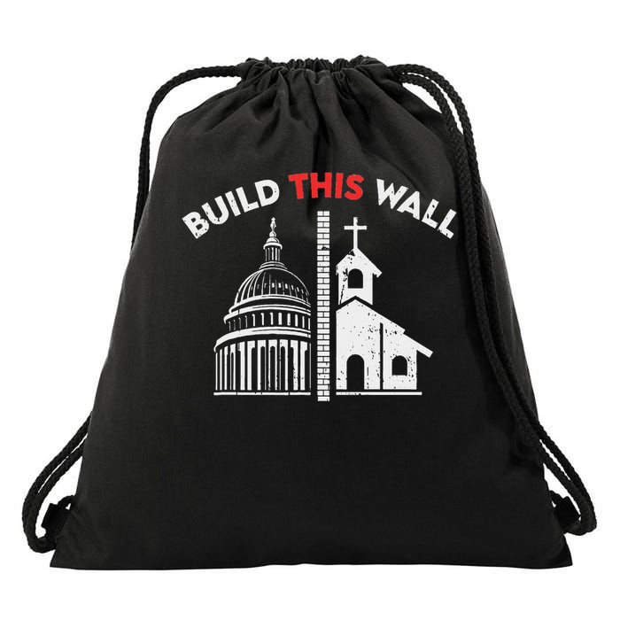 Build This Wall Separation Of Church And State Drawstring Bag
