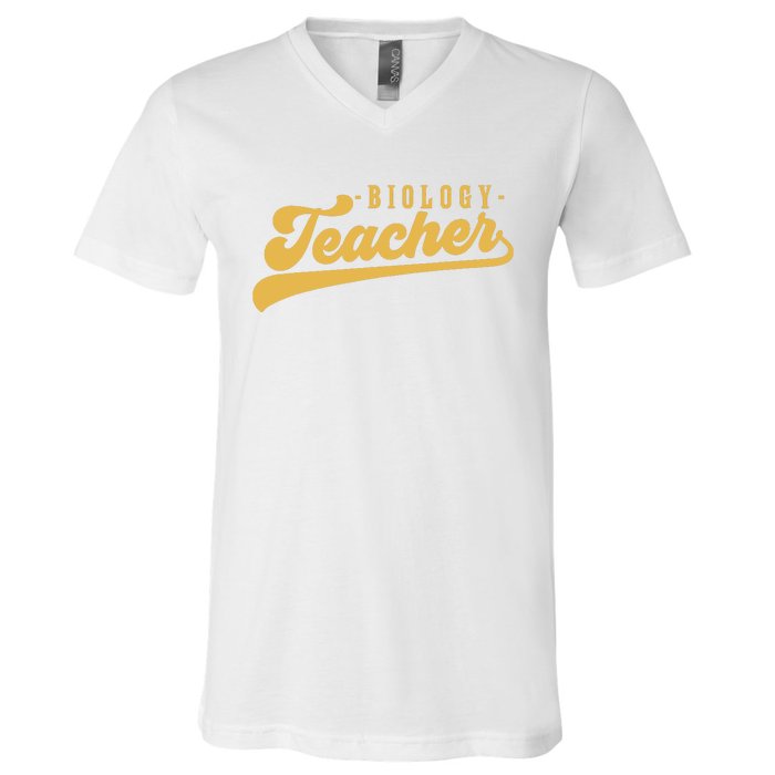 Biology Teacher Women Vintage Graphic Biology Teacher V-Neck T-Shirt