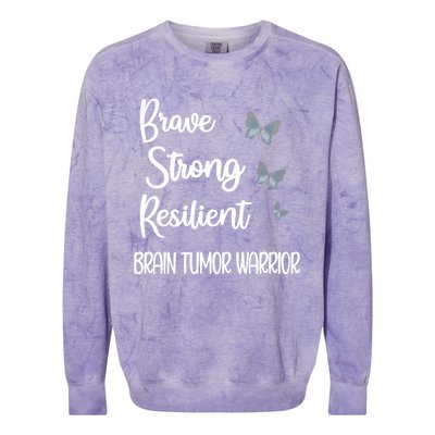 Brain Tumor Warrior Brain Cancer Awareness Gray Ribbon Gift Colorblast Crewneck Sweatshirt